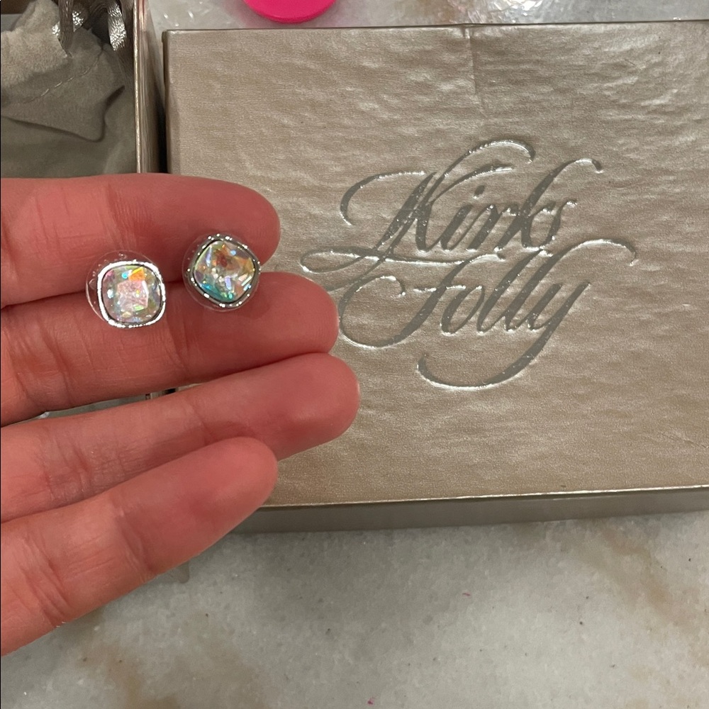 Kirks Folly Silver Earrings with Iridescent Accents